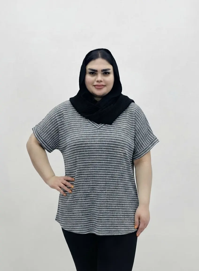 تیشرت سایز بزرگ زنانه پلیسه تریکو